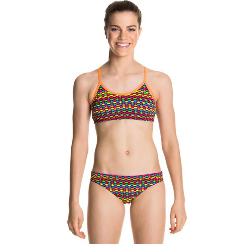 Funkita - Colour Cubes - Girls Racerback Two Piece 1 Funkita - Colour Cubes - Girls Racerback Two Piece