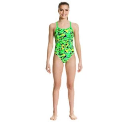 Funkita - Fluro Fracture - Girls Diamond Back One Piece -Swimwear Shop funkita girls swimwear fluro fracture diamond back one piece 4