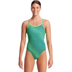 Funkita - Green Gator - Ladies Diamond Back One Piece