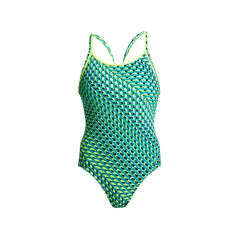 Funkita - Green Gator - Ladies Diamond Back One Piece 2 Funkita - Green Gator - Ladies Diamond Back One Piece - Image 2