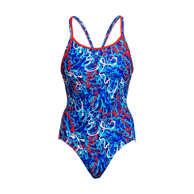 Funkita - Mr Squiggle - Ladies Diamond Back One Piece 2 Funkita - Mr Squiggle - Ladies Diamond Back One Piece - Image 2