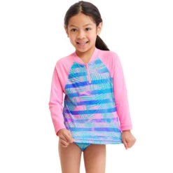 Funkita - Pastel Palm - Toddler Girl's Zippy Rash Vest -Swimwear Shop funkita pastel palm toddler girls zippy rash vest 4