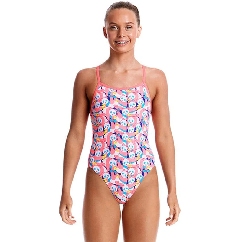 Funkita - Pink Panda - Girls Eco Single Strap One Piece 1 Funkita - Pink Panda - Girls Eco Single Strap One Piece