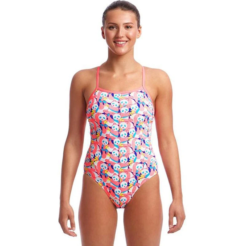 Funkita - Pink Panda - Ladies Eco Single Strap One Piece 1 Funkita - Pink Panda - Ladies Eco Single Strap One Piece