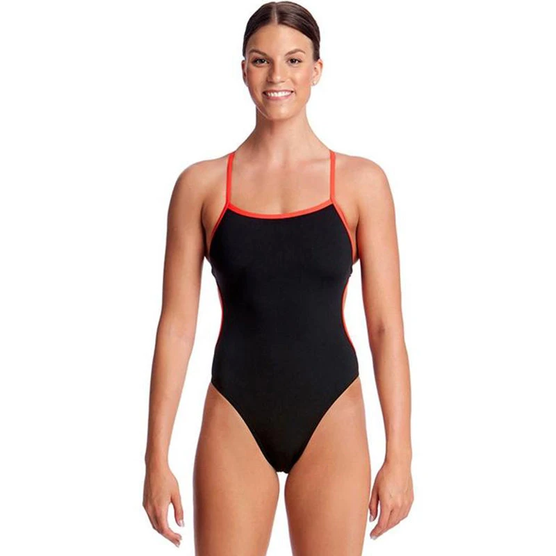 Funkita - Still Black - Ladies Cut Away Tie Back One Piece 1 Funkita - Still Black - Ladies Cut Away Tie Back One Piece