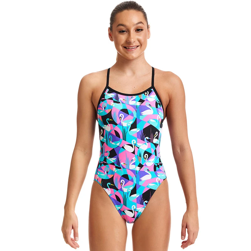 Funkita - Swan Around - Girls Eco Single Strap One Piece 1 Funkita - Swan Around - Girls Eco Single Strap One Piece