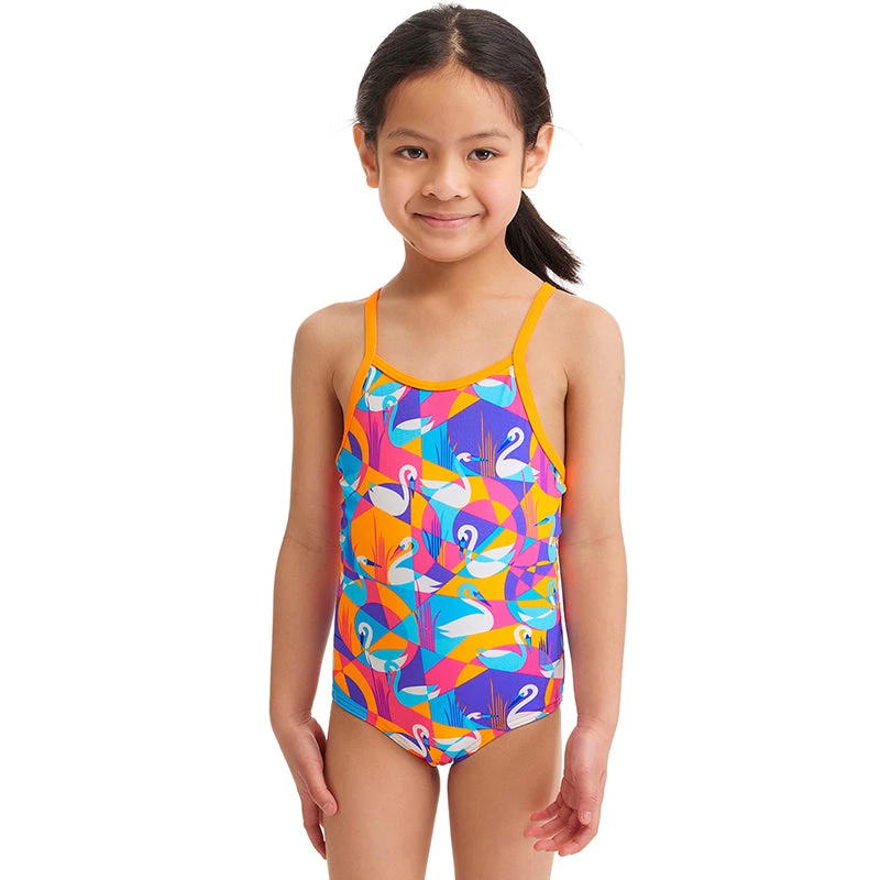 Funkita - Swim Swan - Toddler Girl's Eco Printed One Piece 1 Funkita - Swim Swan - Toddler Girl's Eco Printed One Piece