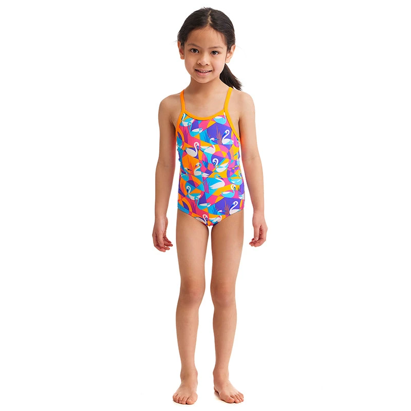 Funkita - Swim Swan - Toddler Girl's Eco Printed One Piece 4 Funkita - Swim Swan - Toddler Girl's Eco Printed One Piece - Image 4