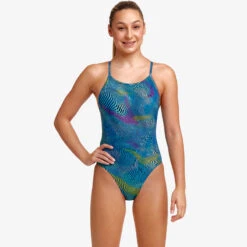 Funkita - Wires Crossed - Girls Diamond Back One Piece -Swimwear Shop funkita wires crossed girls diamond back one piece 5